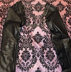 Dolls Kill Black Leather Jacket with Chain Detail